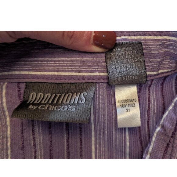 Additions by Chico’s Lavender Striped 3/4 Sleeve Button Front Top – Size 1 (M/L) - Picture 10 of 10